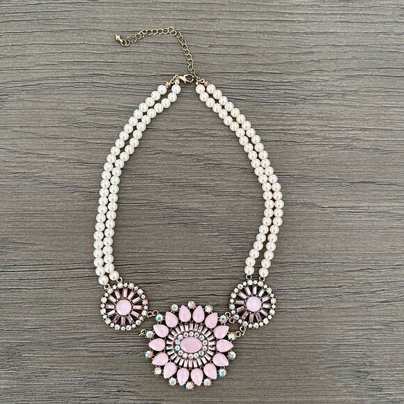 Pearl pink stone necklace - Picture 1 of 6